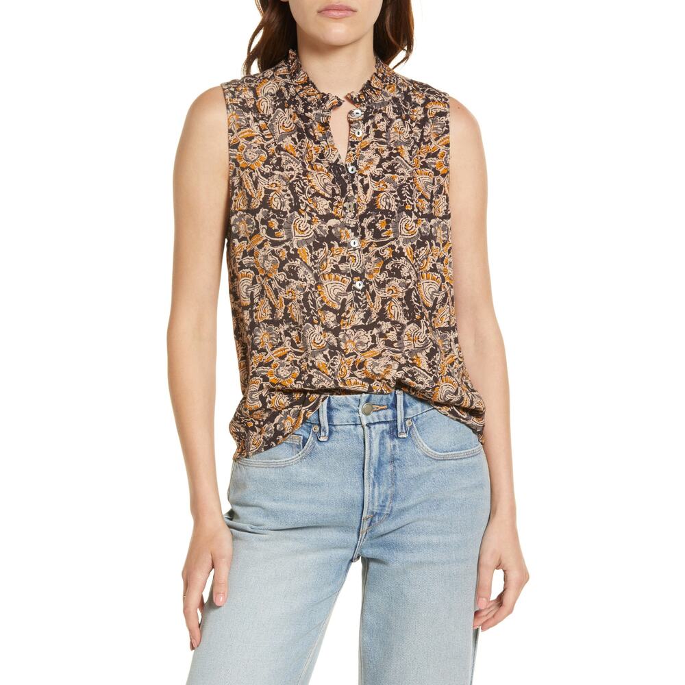 Faherty Faith Ruffle Sleeveless Blouse Size S